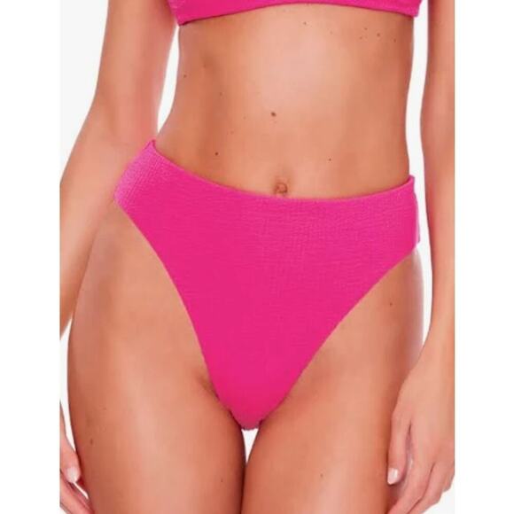 BECCA High Waist Bikini Bottoms | Pink | Large - Picture 1 of 5